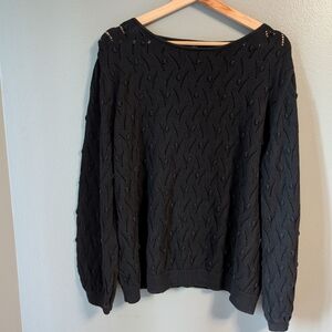 Ann Taylor Lacy Medium Weight Black Knit Sweater Women's XL